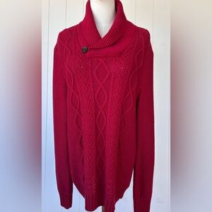 GAP Factory Women’s‎ Cable Knit Shawl Neck Sweater Cranberry Size Large